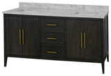 Parisian 72" Bathroom Vanity, Dark Oak, Carrara Marble
