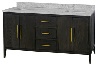 Parisian 72" Bathroom Vanity, Dark Oak, Carrara Marble