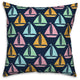 Colorful Sailboat Print 16x16 Throw Pillow