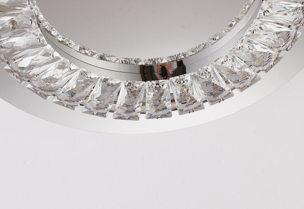 Clear Crystal LED Flush Mount With Stainless Steel Chrome Frame