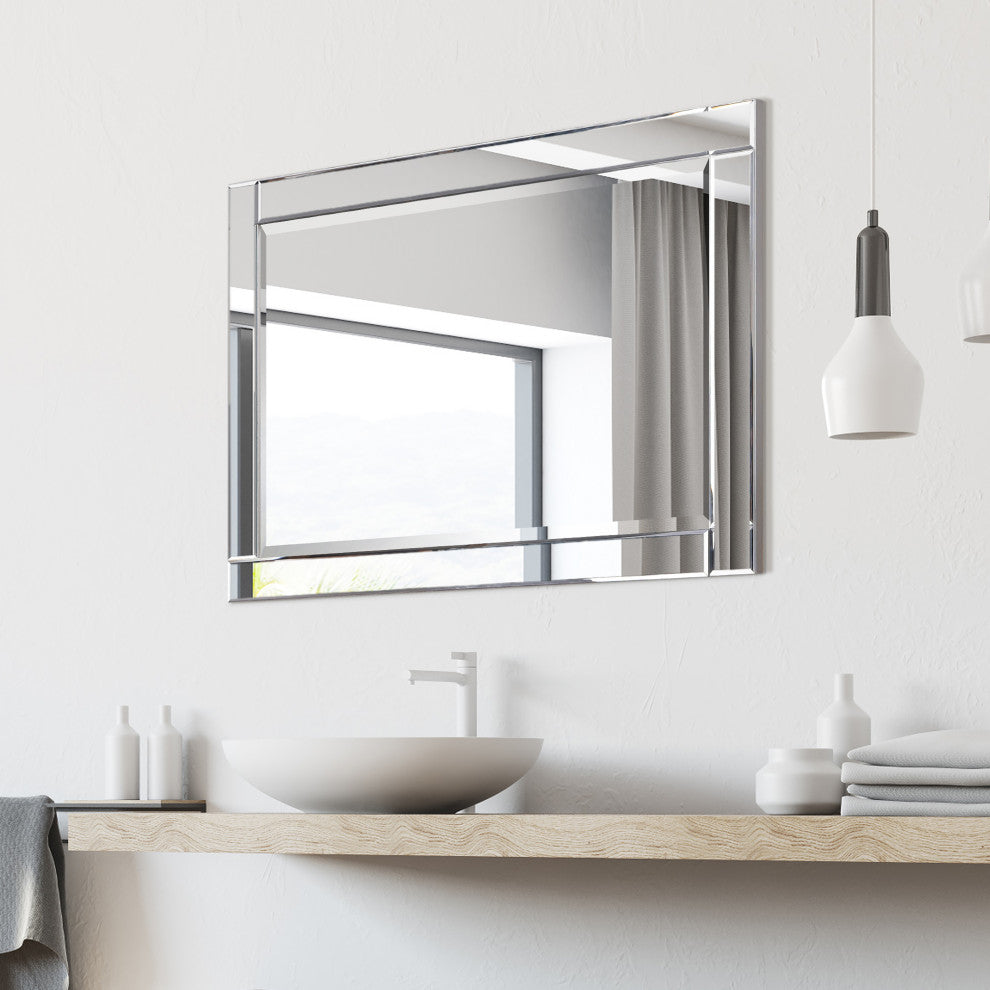Modern Beveled Wall Mirror, 30"x40