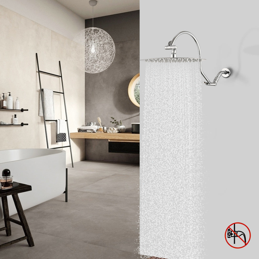 12" Rain Shower Head With 16" Adjustable Height & Distance Extension Arm, Chrome