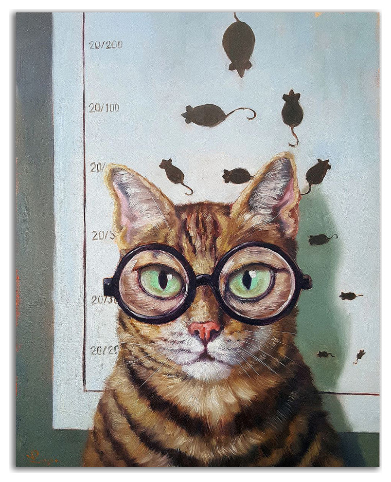"Feline Eye Exam" by Lucia Heffernan, Print on Canvas, 24"x30"