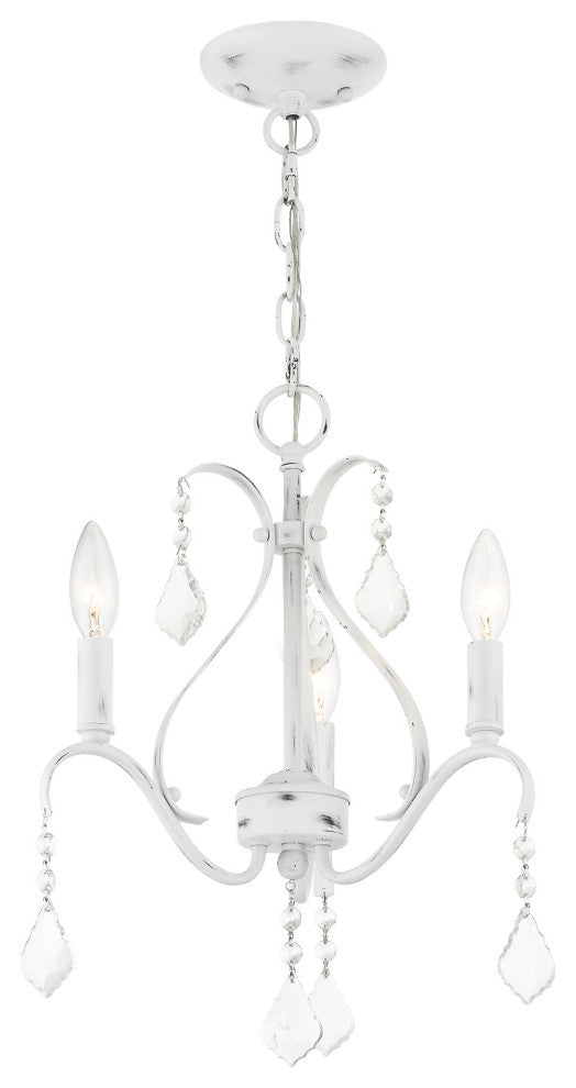Livex Lighting Caterina 3 Light Antique White Petite Chandelier
