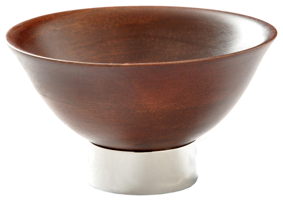 Wood Bowl KIRU with Modern Nickel Footing