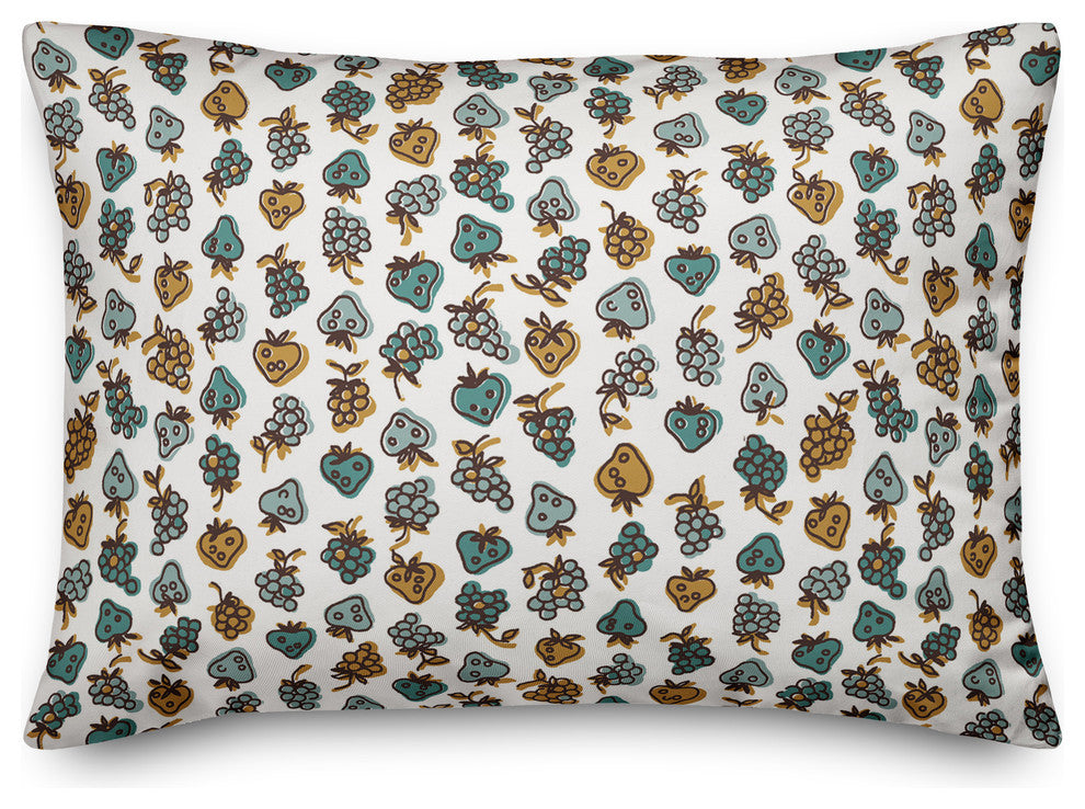 Blue Fruit Pattern Throw Pillow