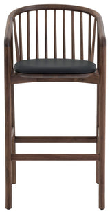 Echo, Walnut Wood/Black Faux Leather, Bar Stool, 30", Single
