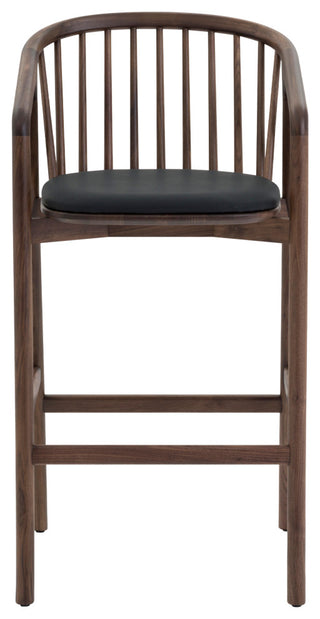 Echo, Walnut Wood/Black Faux Leather, Bar Stool, 30", Single