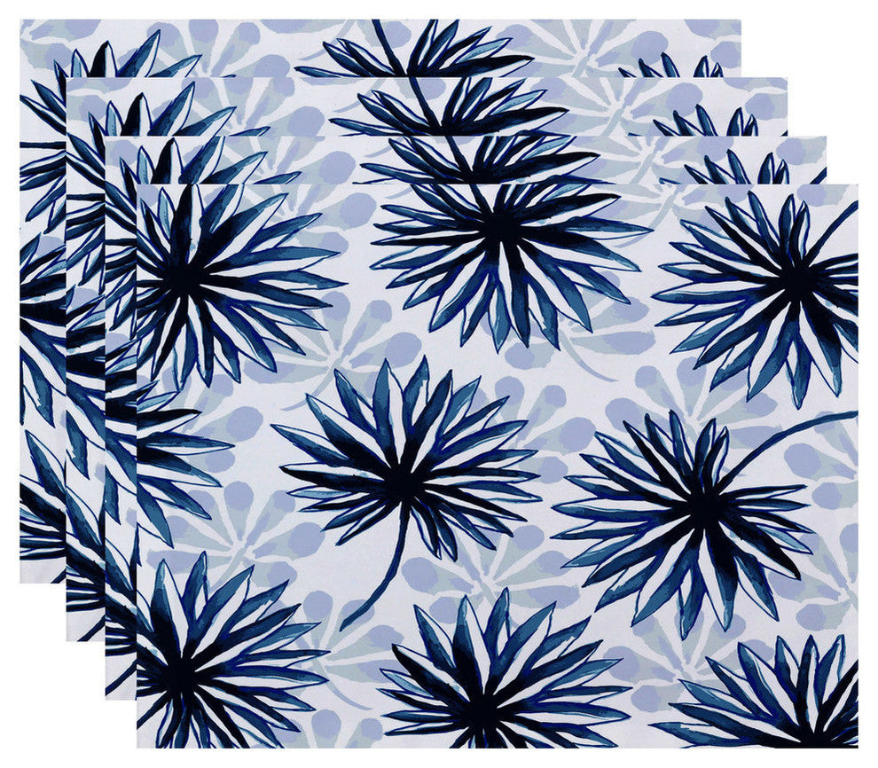 Spike and Stamp, Floral Print Placemat, Blue