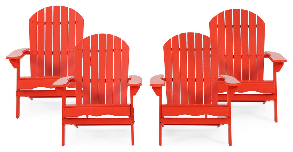Cartagena Outdoor Acacia Wood Folding Adirondack Chair, Set of 4, Red