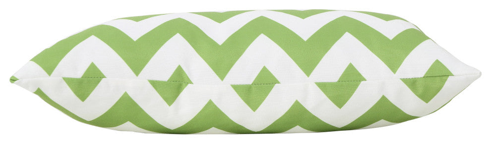 GDF Studio Embry Outdoor Chevron Water Resistant Rectangular Throw Pillow, Green