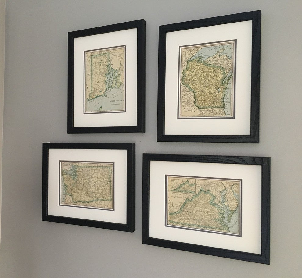 Original Wisconsin Map, Framed Vintage Wisconsin Map- Authentic 1920s