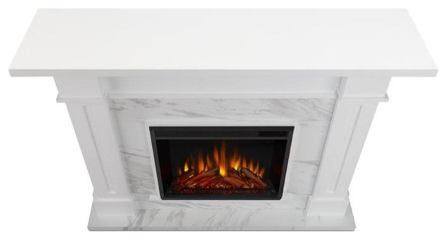 Catania Modern / Contemporary Electric Fireplace in White Marble