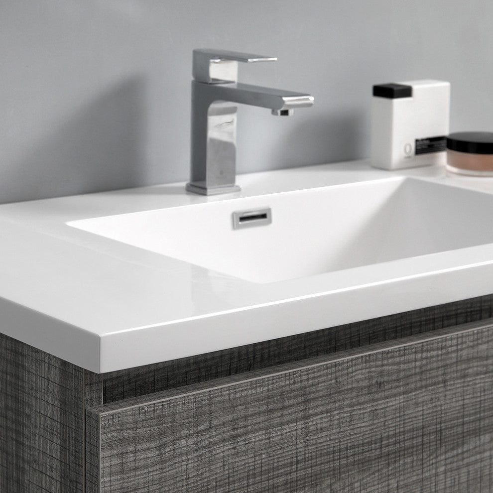 Fresca Lazzaro 36" Gloss Ash Gray Cabinet With Integrated Sink