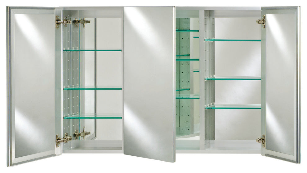 Afina Broadway Triple Door Frameless Cabinet, Frameless Polished Edge, 48"x30"
