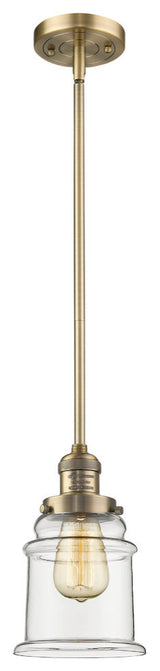 1-Light Canton 6.5" Mini Pendant, Brushed Brass, Glass: Clear