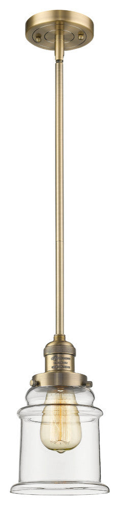 1-Light Canton 6.5" Mini Pendant, Brushed Brass, Glass: Clear