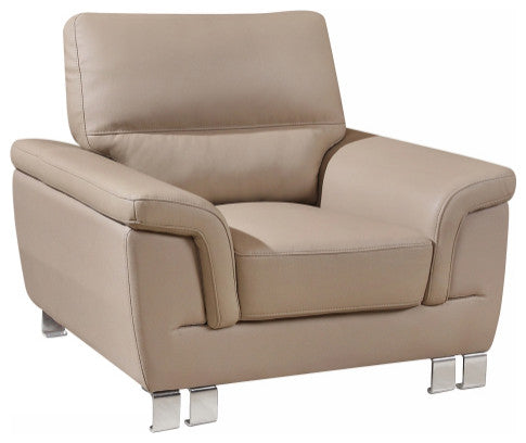 118" Modern Beige Leather Sofa Set