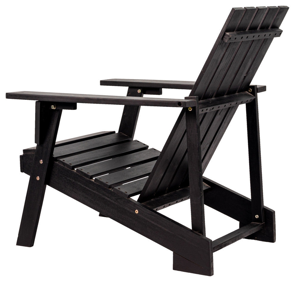 Irving Outdoor Patio Modern Acacia Wood Adirondack Chair, Black