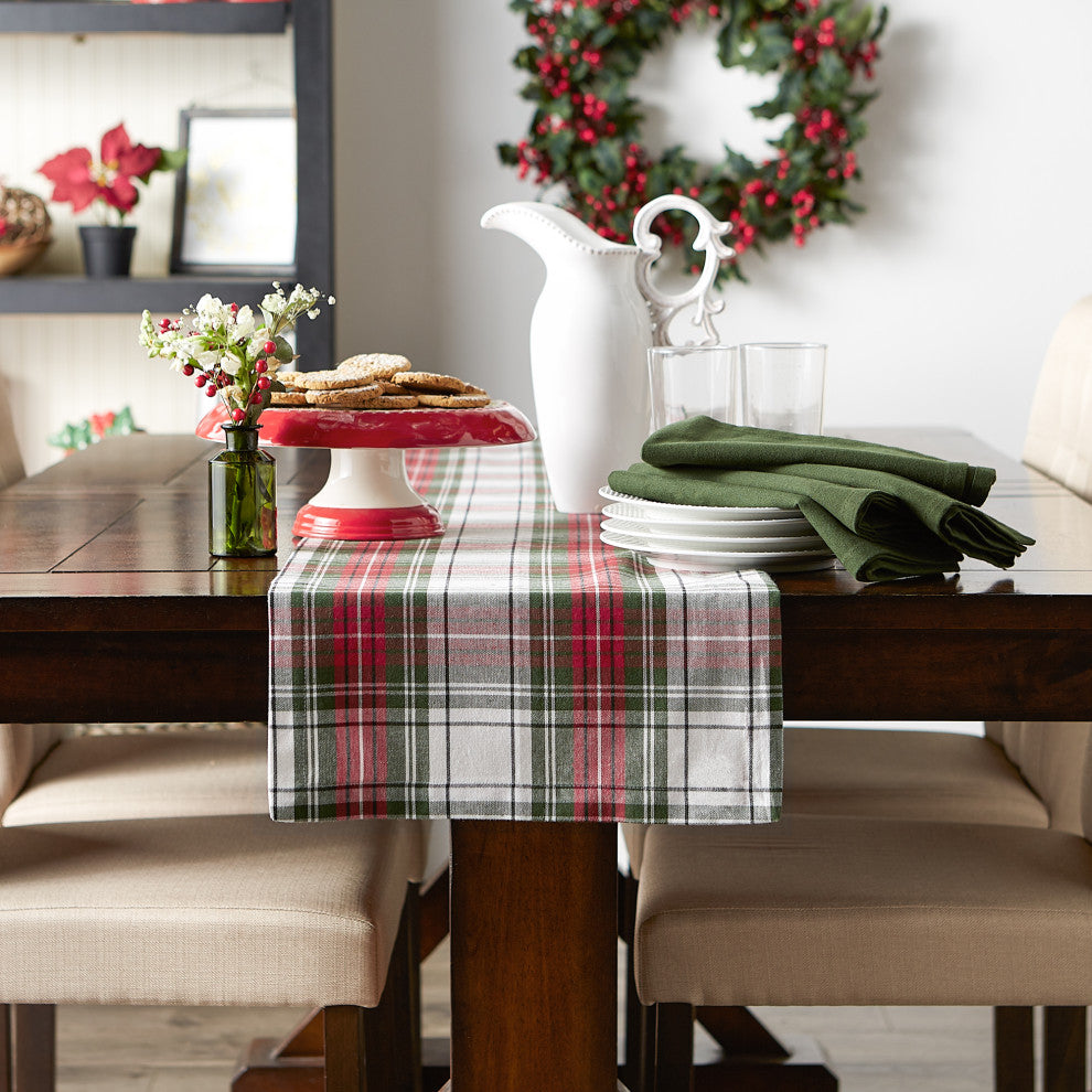 Christmas Plaid Table Runner 14x108