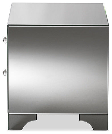 Farrah Hollywood Regency Glamour Style Mirrored 2-Drawer Nightstand