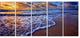 Sunset over Blue Sea Waves, Seashore Canvas Art Print, 60"x28", 5 Panels