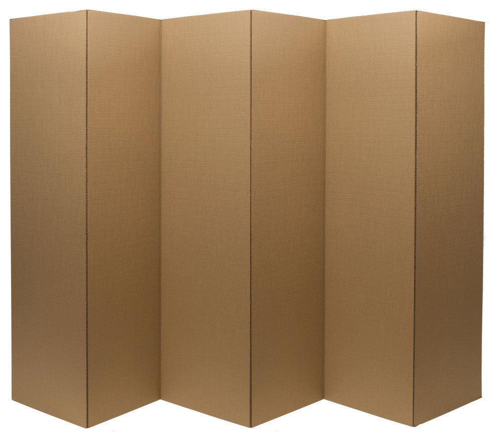 6' Tall Brown Cardboard Room Divider 6 Panel