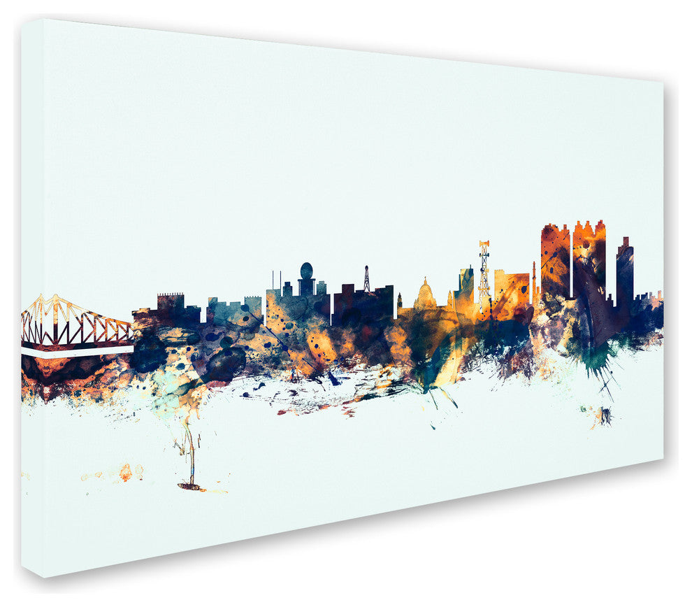 Michael Tompsett ''Calcutta India Skyline Blue'' Canvas Art, 16x24