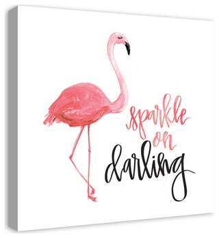 Flamingo Sparkle On Darling 24x24 Canvas Wall Art