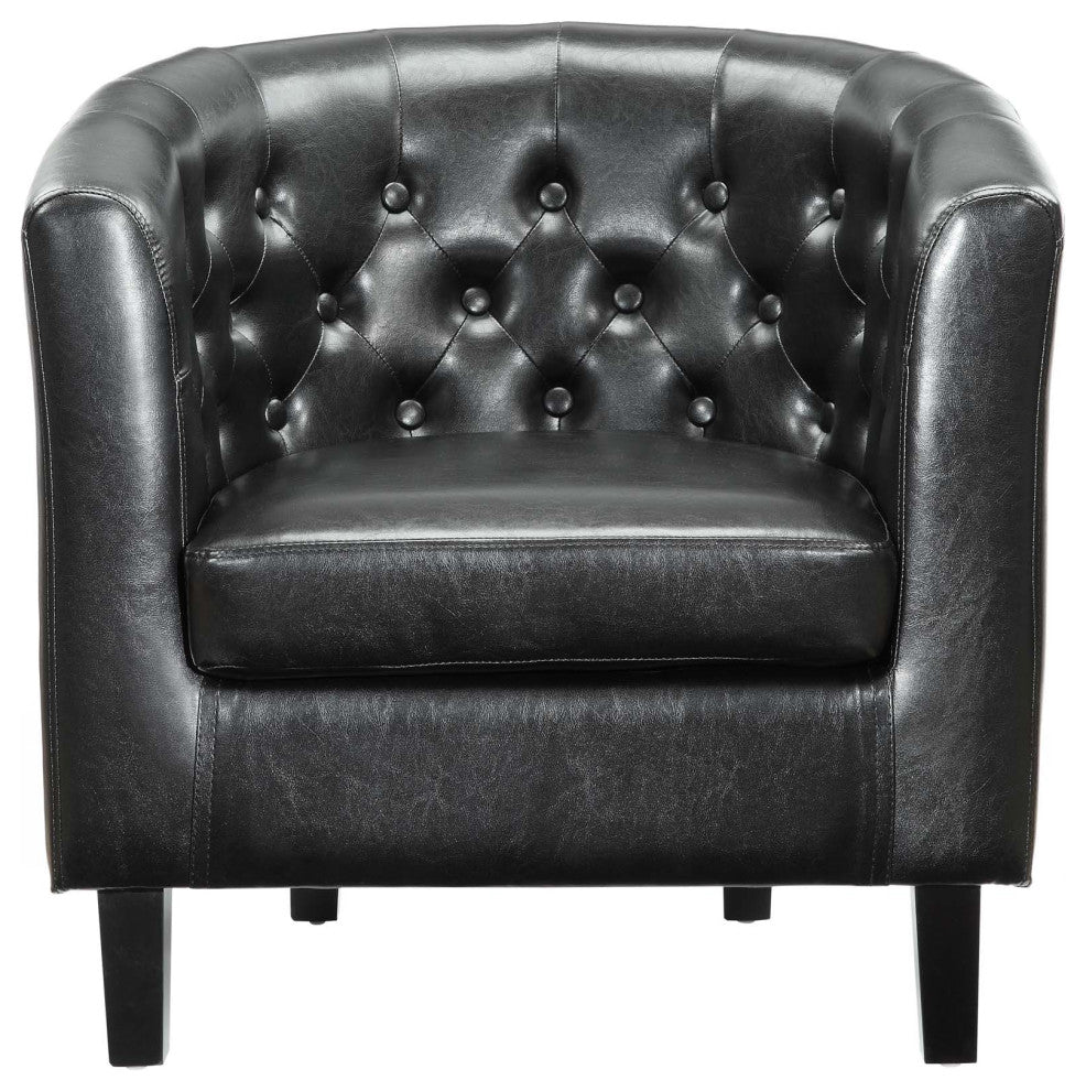 Armchair Accent Chair, Set of 2, Faux Leather, Black, Modern, Lounge Hospitality