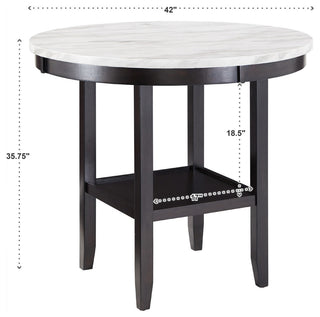 Balmforth White Faux Marble Round Table - 42" Counter Height Table