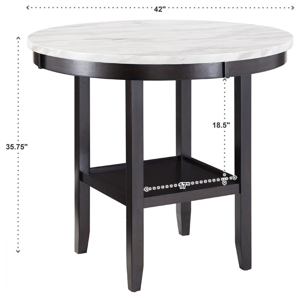 Balmforth White Faux Marble Round Table - 42" Counter Height Table