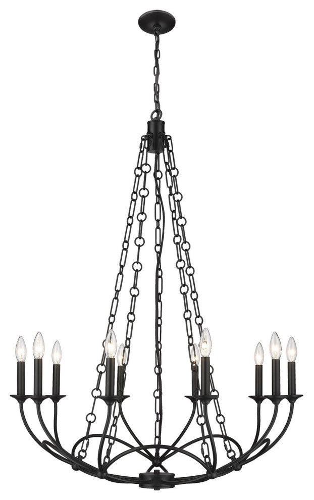 Zlite 3500-10MB 10-Light Chandelier, Matte Black