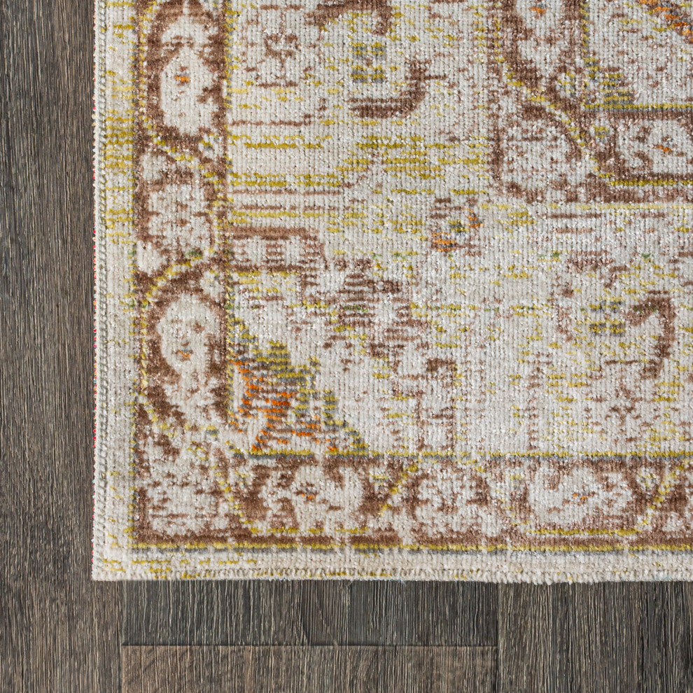 Lila Modern Tribal Medallion Area Rug, Ivory, 4 X 6