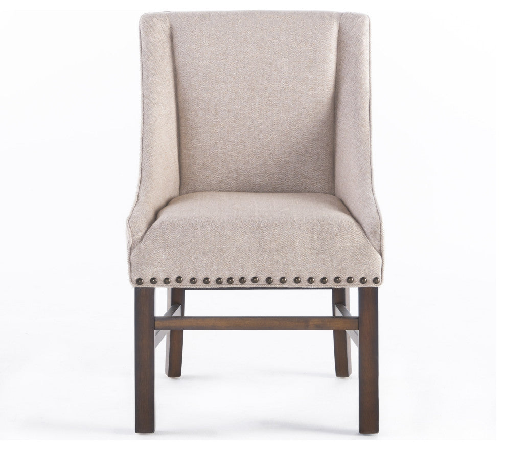 GDF Studio Claudia Contemporary Upholstered Dining Chairs, Set of 2, Natural/Brown