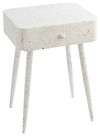 Rylan Iron Night Stand, White, Terrazzo