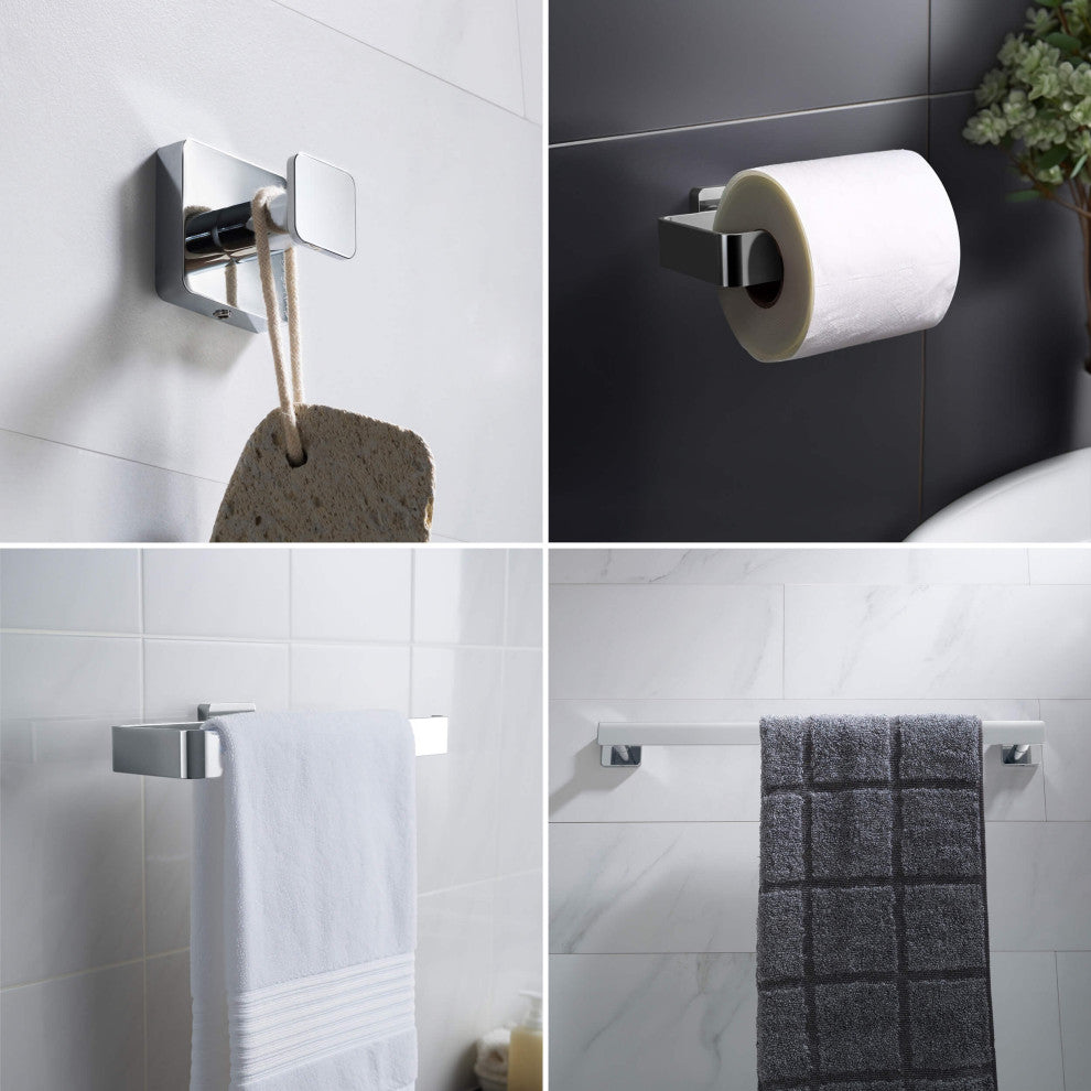 Blaze 4 Piece Bathroom Hardware Set, Chrome