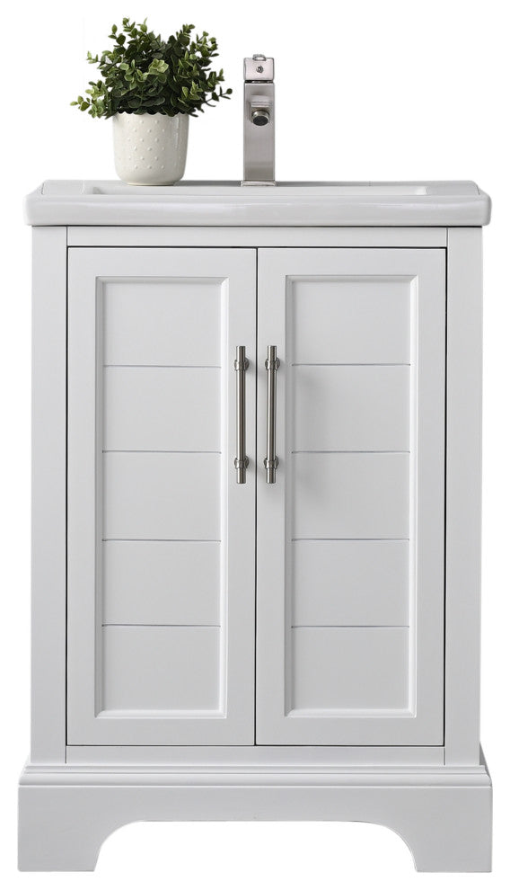 Vanity Art Bathroom Vanity With Sink & Top, White, 24", White Ceramic