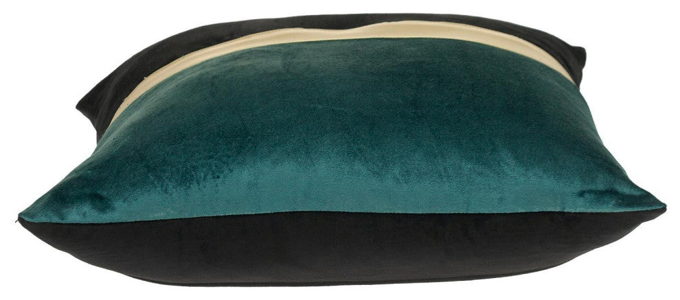 Teal Gold and Black Tufted Velvet Square Pillow