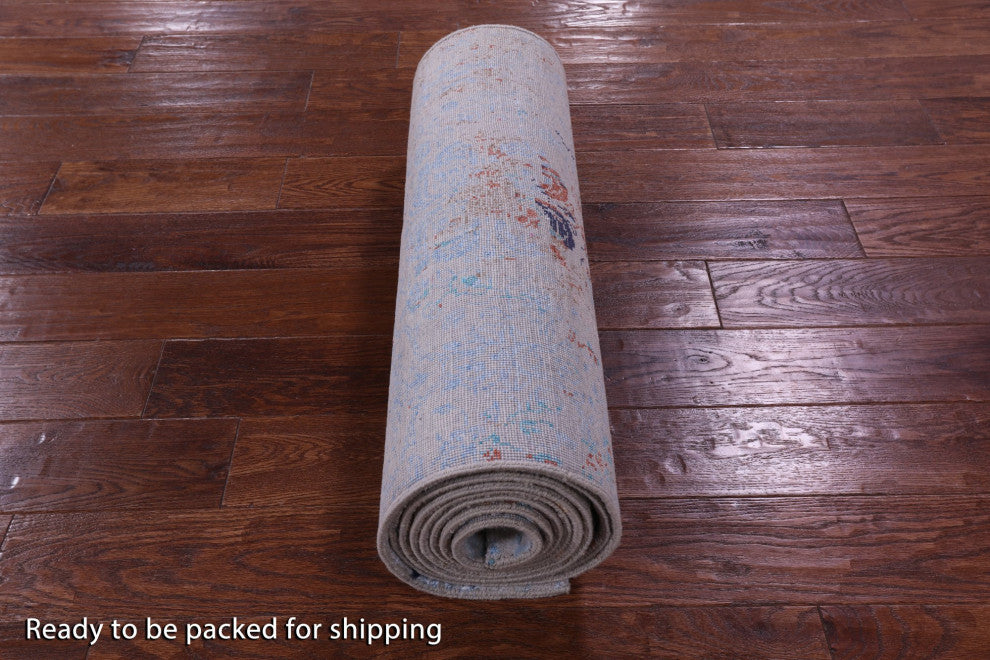 Runner Hand-Knotted Wool and Silk Modern Rug 2' 6" X 12' 1" Q11826