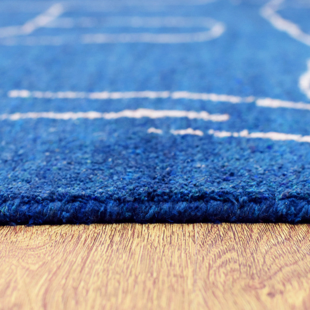 HAND KNOTTED LOOM SILK ECO-FRIENDLY RUGS-6'x9',Rectangle,Blue White,Contemporary