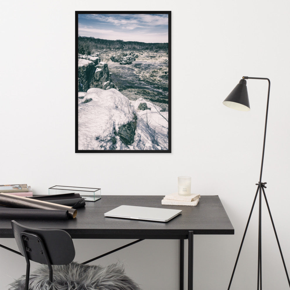 Great Falls Vintage Rural Landscape Framed Photo Paper Wall Art Prints, Black, 24" X 36"