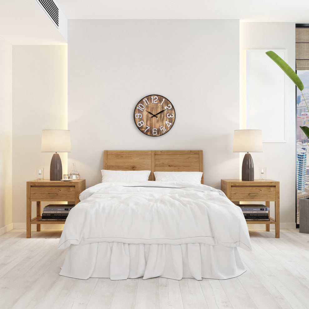 Aberdeen 20" Wooden Wall Clock With Metal Numbers