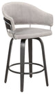 26" Light Gray Faux Leather Bar Stool With Black Brushed Frame
