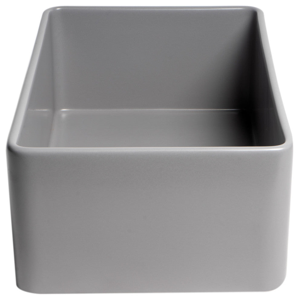 Smooth Apron Fireclay Farm Sink, Gray Matte, 30"x18", Single Bowl