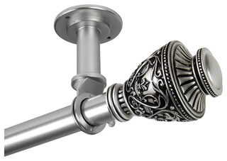 Vase Ceiling 1" Curtain Rod/Room Divider, Satin Nickel, 28-48"