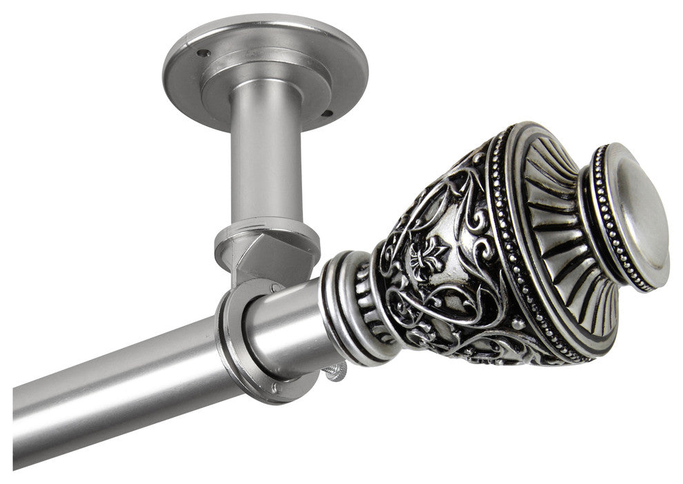 Vase Ceiling 1" Curtain Rod/Room Divider, Satin Nickel, 28-48"