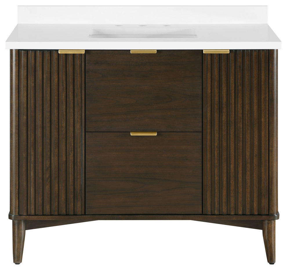 OVE Decors Gabi Single Sink Bathroom Vanity, Dark Walnut, 42", Single Sink