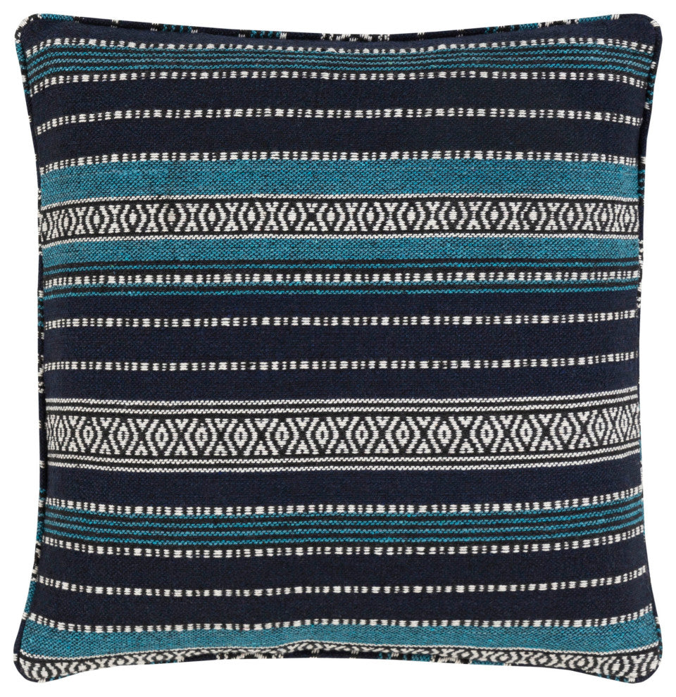 Surya Maya Dark Blue Pillow Shell With Polyester Insert 20"H X 20"W