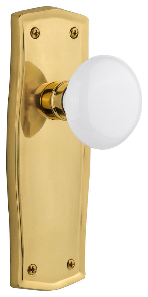 Prairie Plate Passage Porcelain Door Knob, Polished Brass